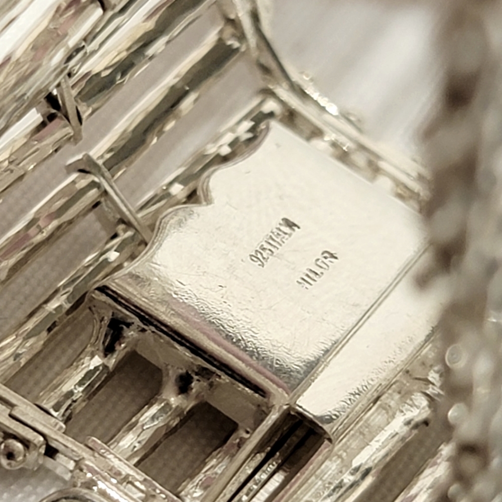 Textured Italian Milor Sterling Silver Fence Post Bracelet - Picture 4 of 9